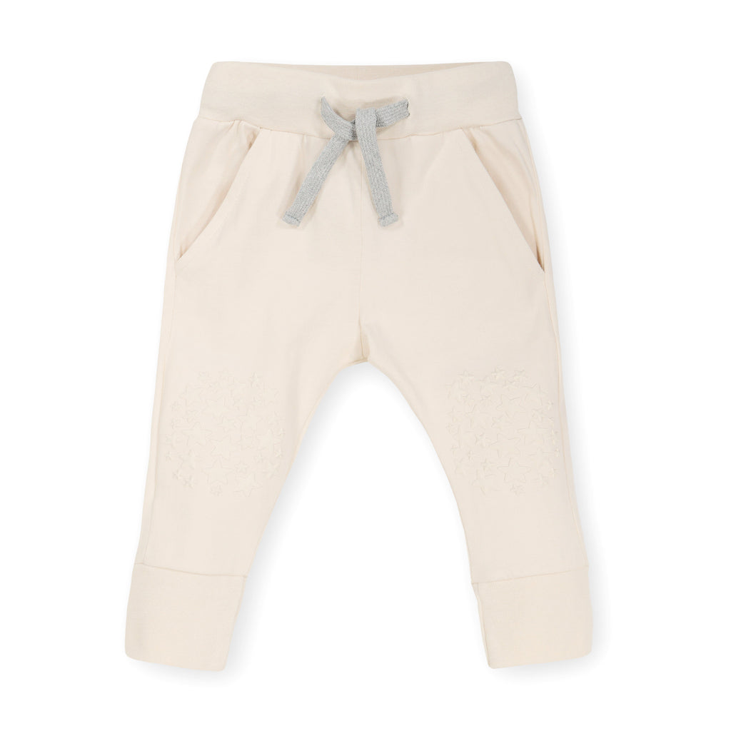 Cream Slim Jogger Crawling Pant in 100% Organic Cotton (Unisex)